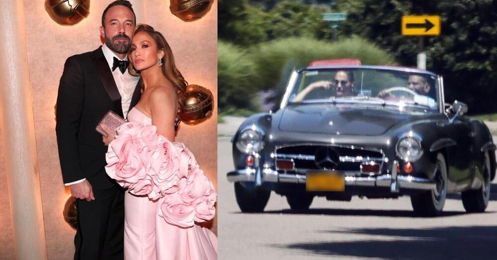 Jennifer Lopez, anniversario di matrimonio con giro con una Mercedes d&rsquo;epoca, ma con un altro... E il marito Ben Affleck?