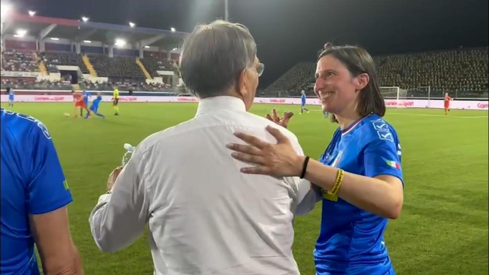 Elly Schelin e Ignazio La Russa durante la Partita del cuore