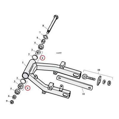 Cuscinetto forcellone FL e FX dal 1958 al 1985 rif 