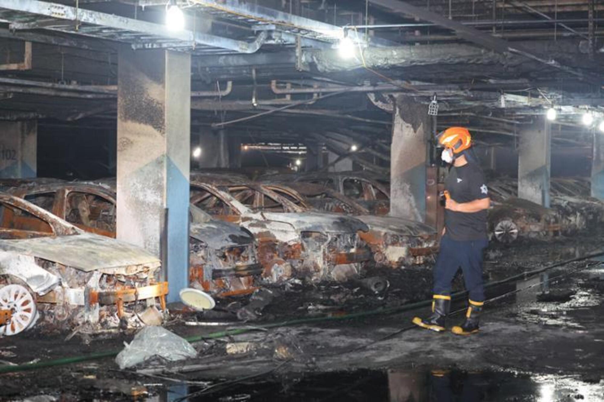 La situazione del parcheggio di Incheon post incendio