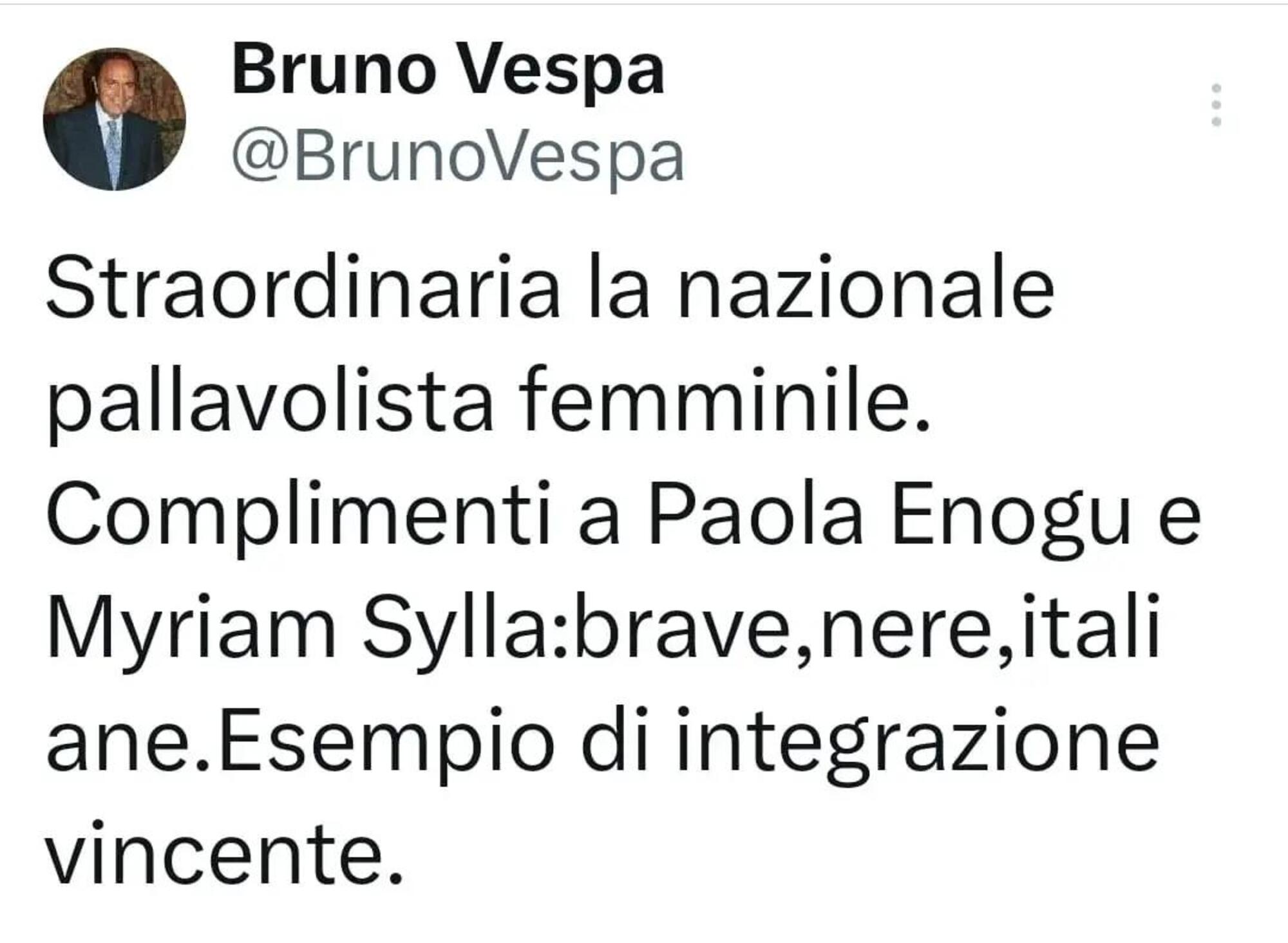 Il tweet di Bruno Vespa