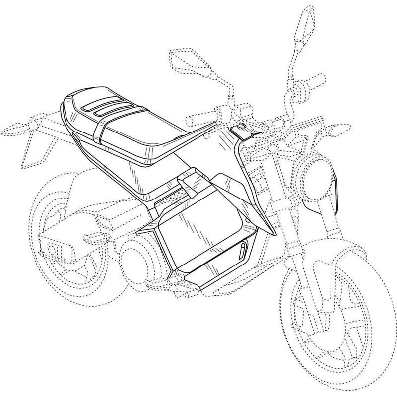 Disegno del brevetto di Zero Motorcycles per una pocket bike elettrica