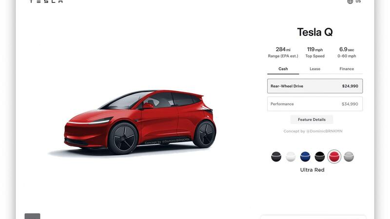 Tesla Model 2: il render dell&rsquo;elettrica da 25.000 dollari la immagina gi&agrave; sul sito 