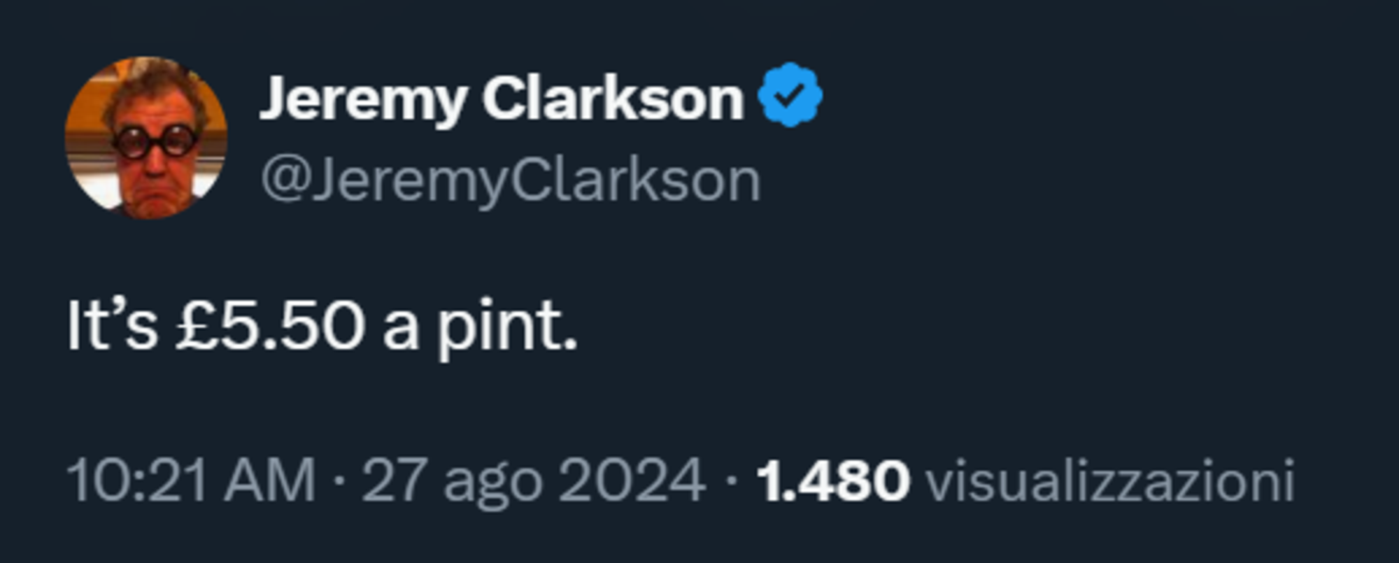 La risposta di Jeremy Clarkson su X