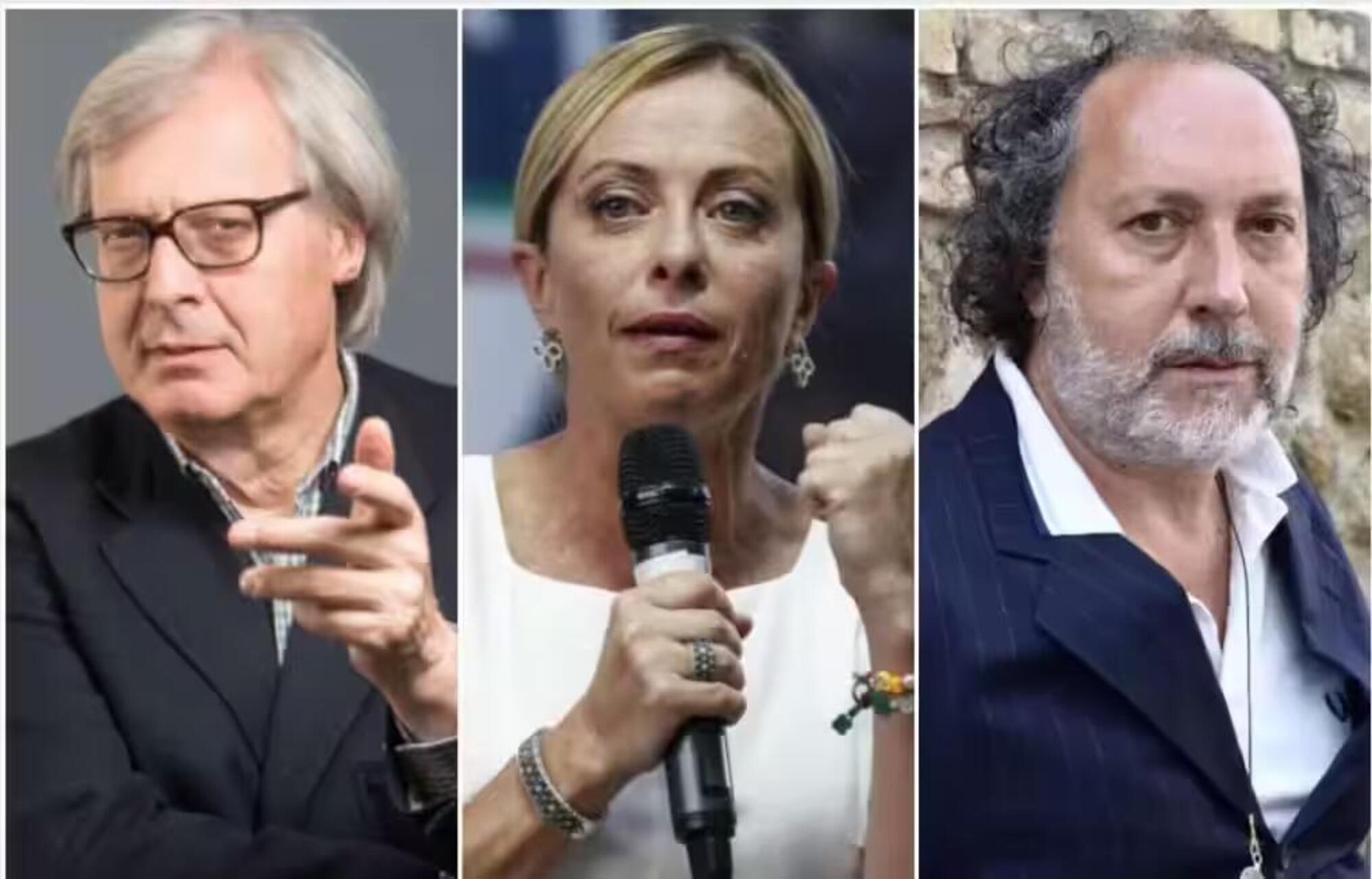 Vittorio Sgarbi, Giorgia Meloni e Fulvio Abbate