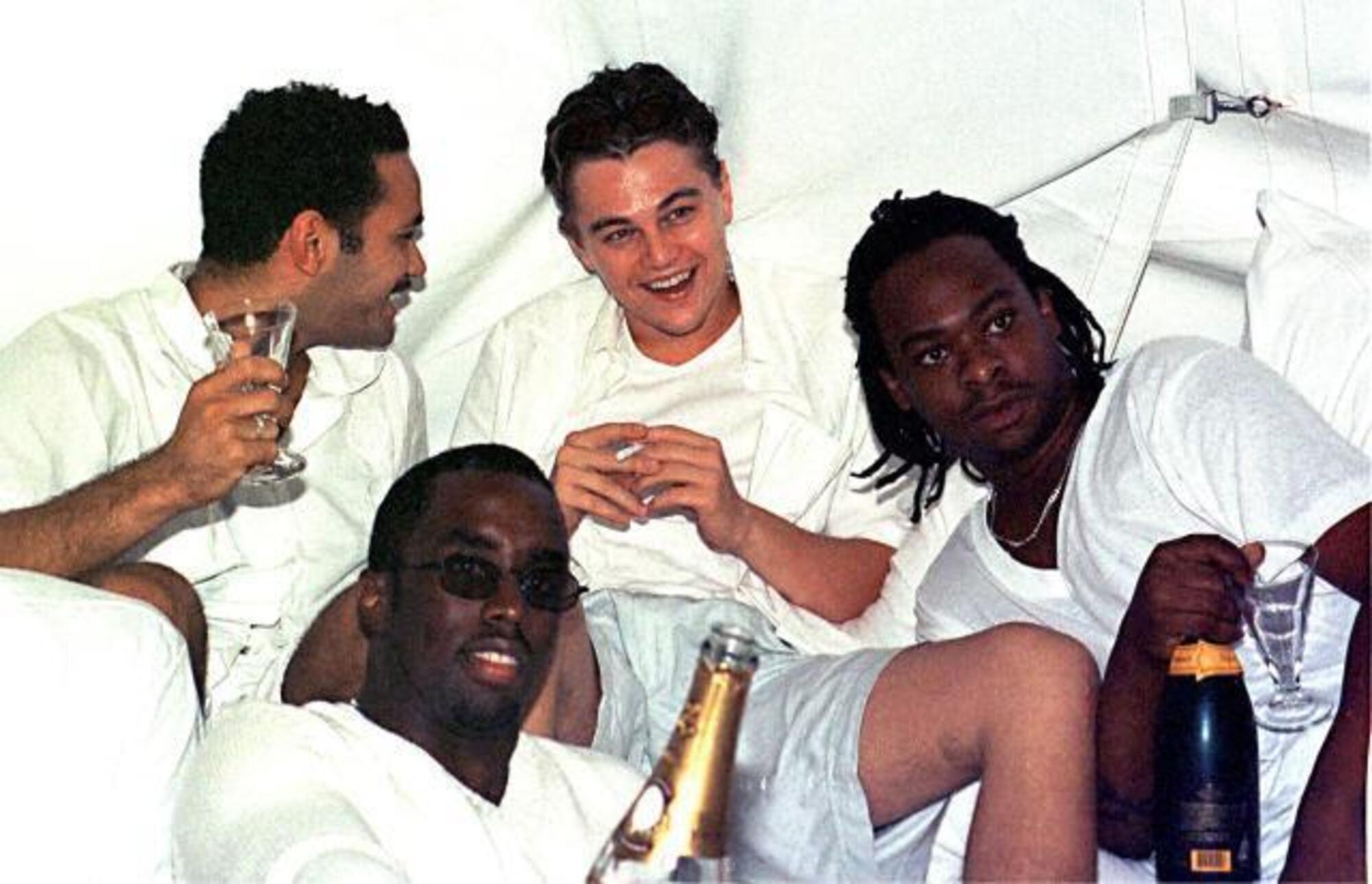 Leo Di Caprio con Diddy a un White Party