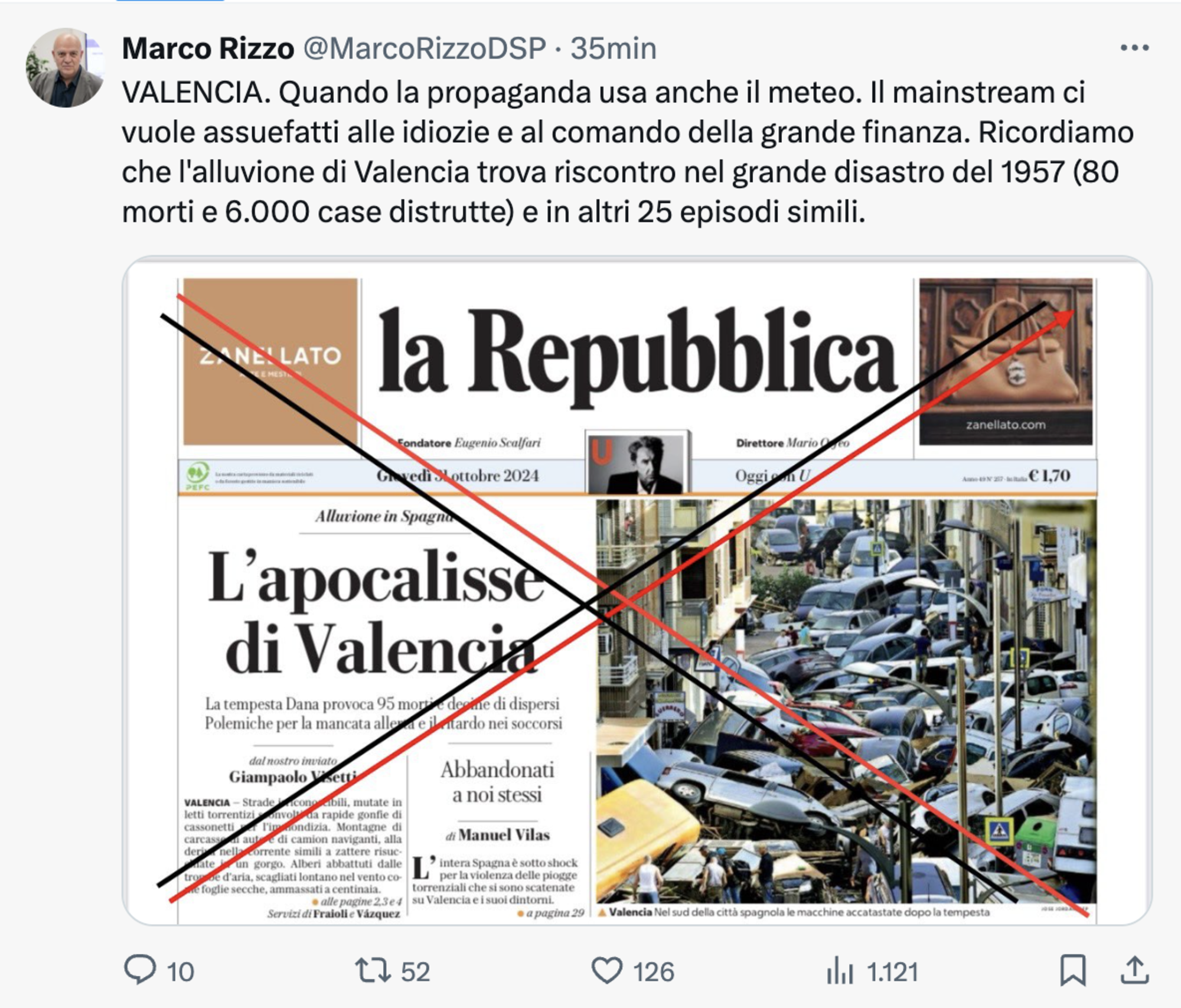 Il tweet di Marco Rizzo