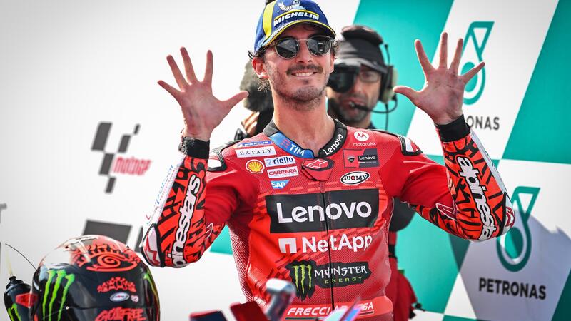 MotoGP 2024. GP della Malesia. Pecco Bagnaia, mister 10 vittorie: &quot;Incredibile, ma adesso ci sono le Sprint...Con Jorge Martin sempre rispetto&quot;