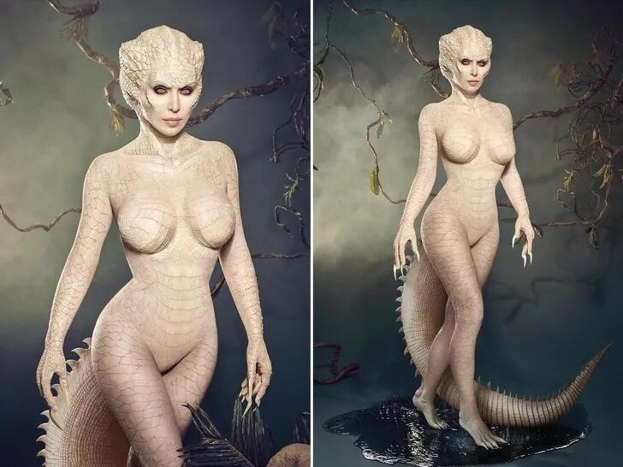 Kim Kardashian in versione alligatore albino