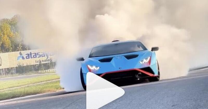 Il piccolo Sofuoglu ne ha fatta un&#039;altra, burnout con la Lambo ed subito virale [VIDEO]