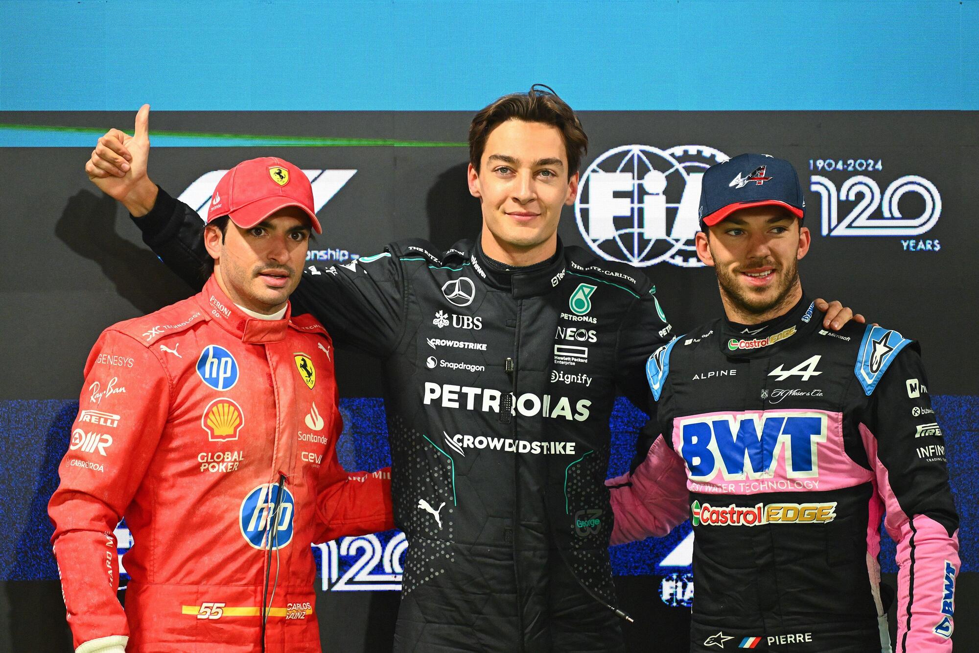 George Russell, Carlos Sainz e Pierre Gasly