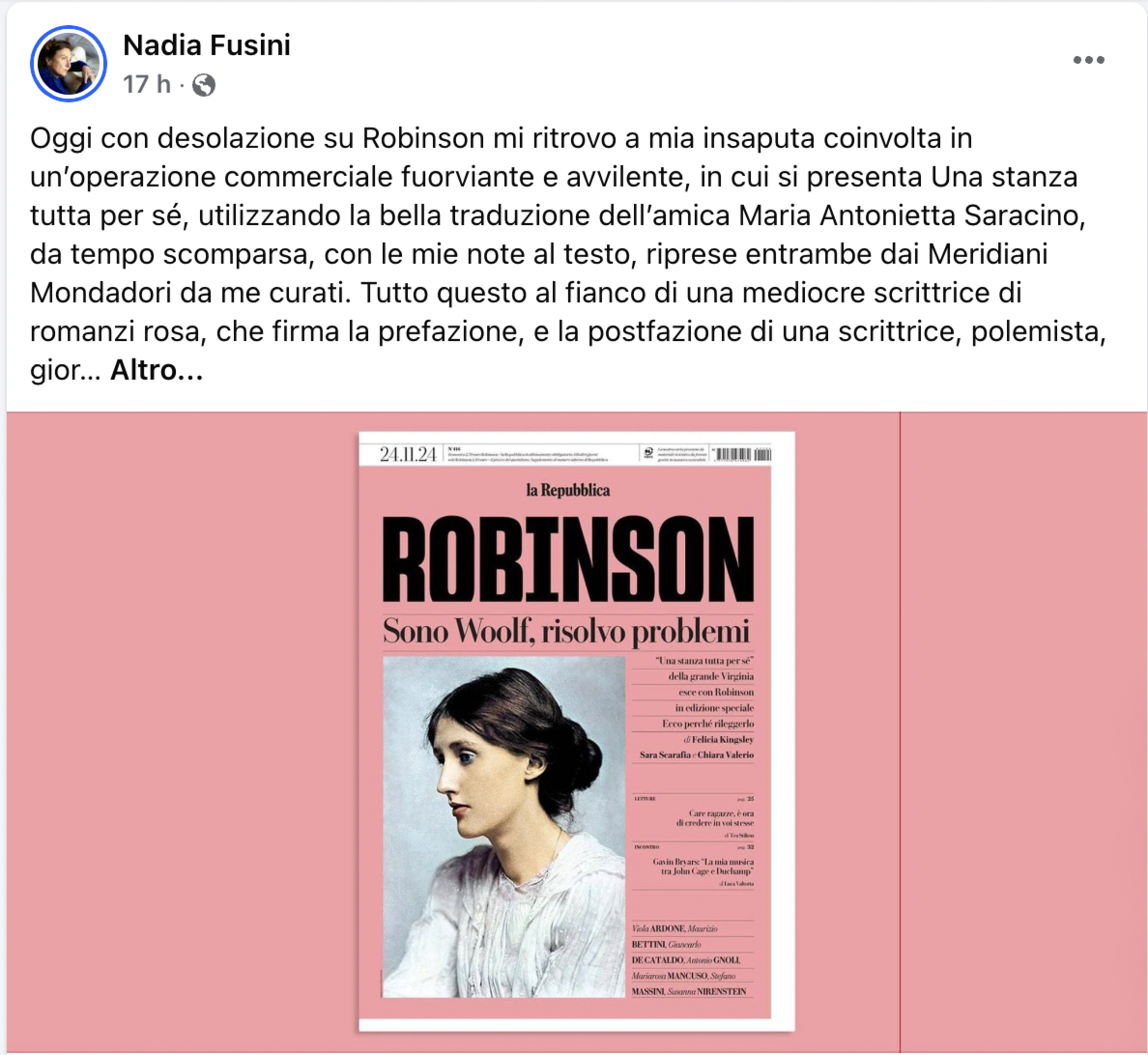 Il post di Nadia Fusini