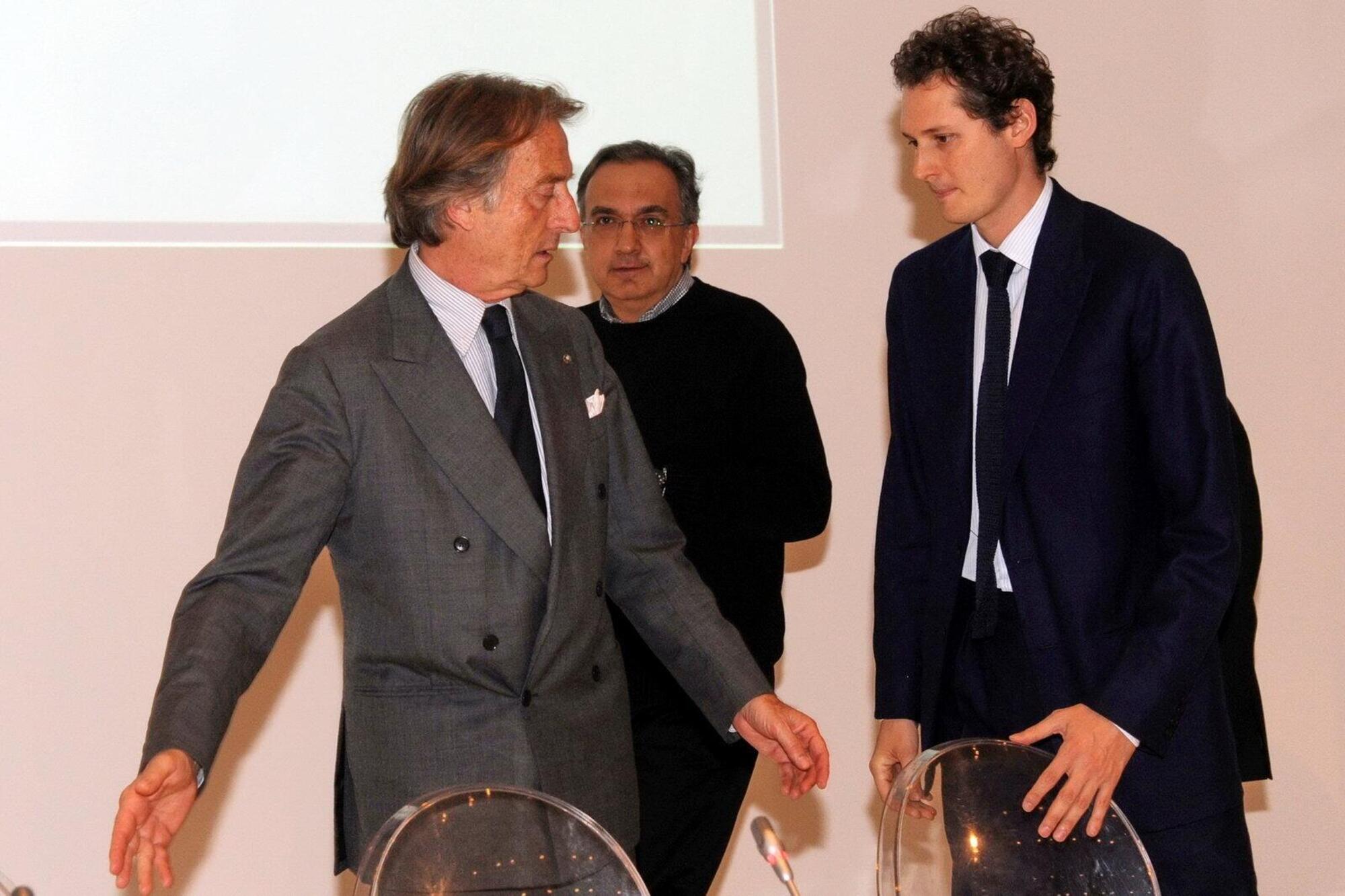 Luca Cordero di Motezemolo con John Elkann e Sergio Marchionne