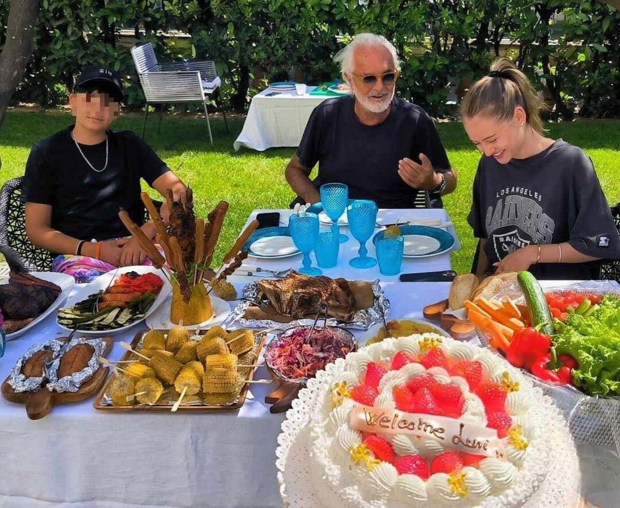 Flavio Briatore con Leni Klum e l&#039;altro figlio Nathan Falco