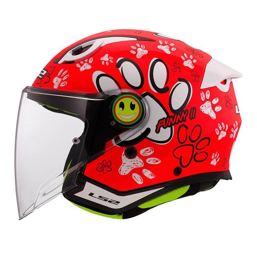 Casco Jet Bambino LS2 Funny 2 Paws rosso