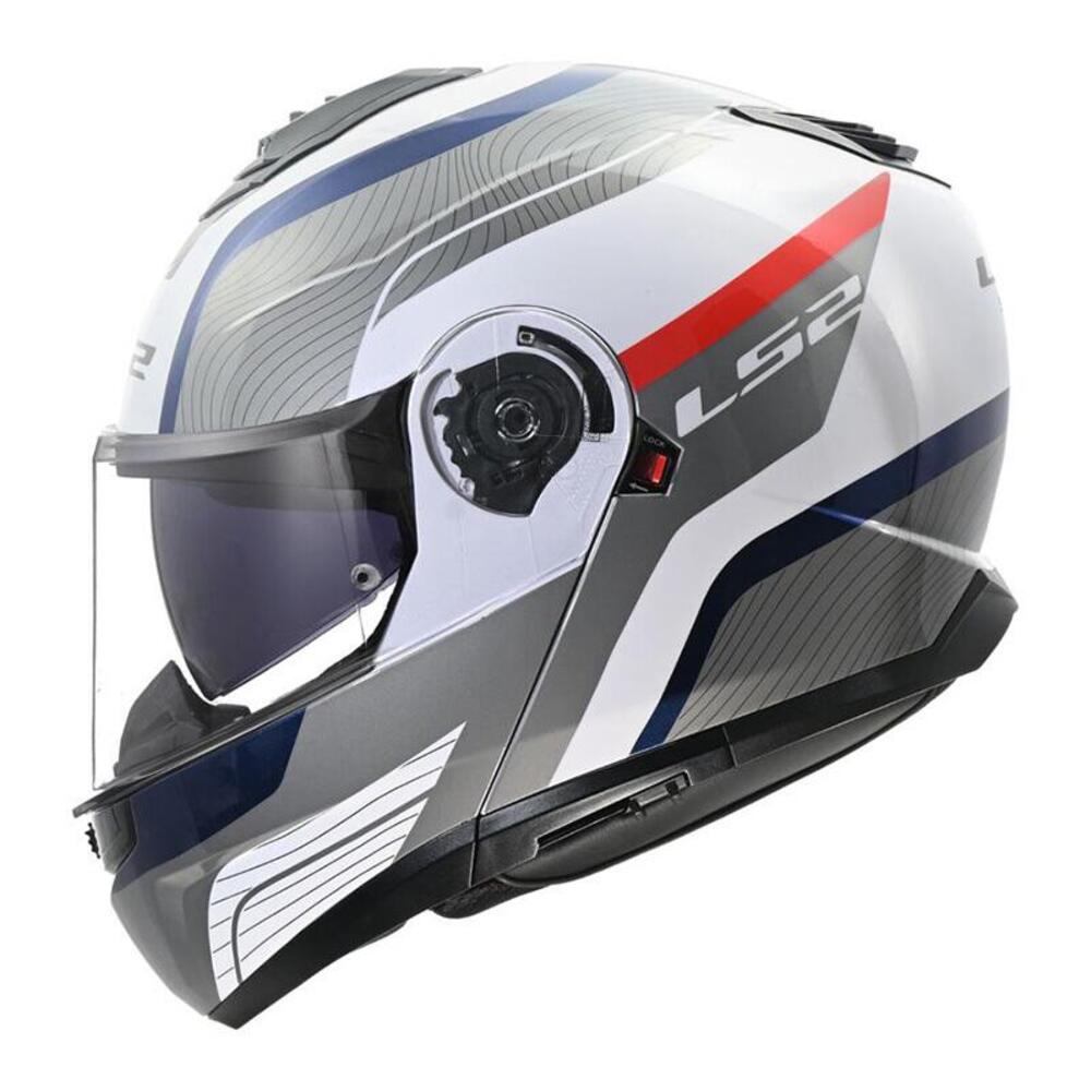 casco modulare LS2 Strobe II Monza Bianco Blu Ross