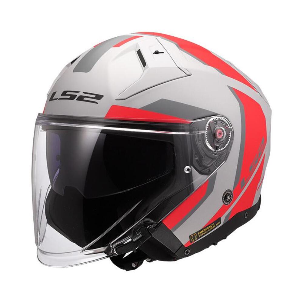 casco jet LS2 Infinity 2 in fibra rosso opaco