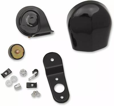 Kit clacson a tromba con supporto e coperchio nero Drag Specialties