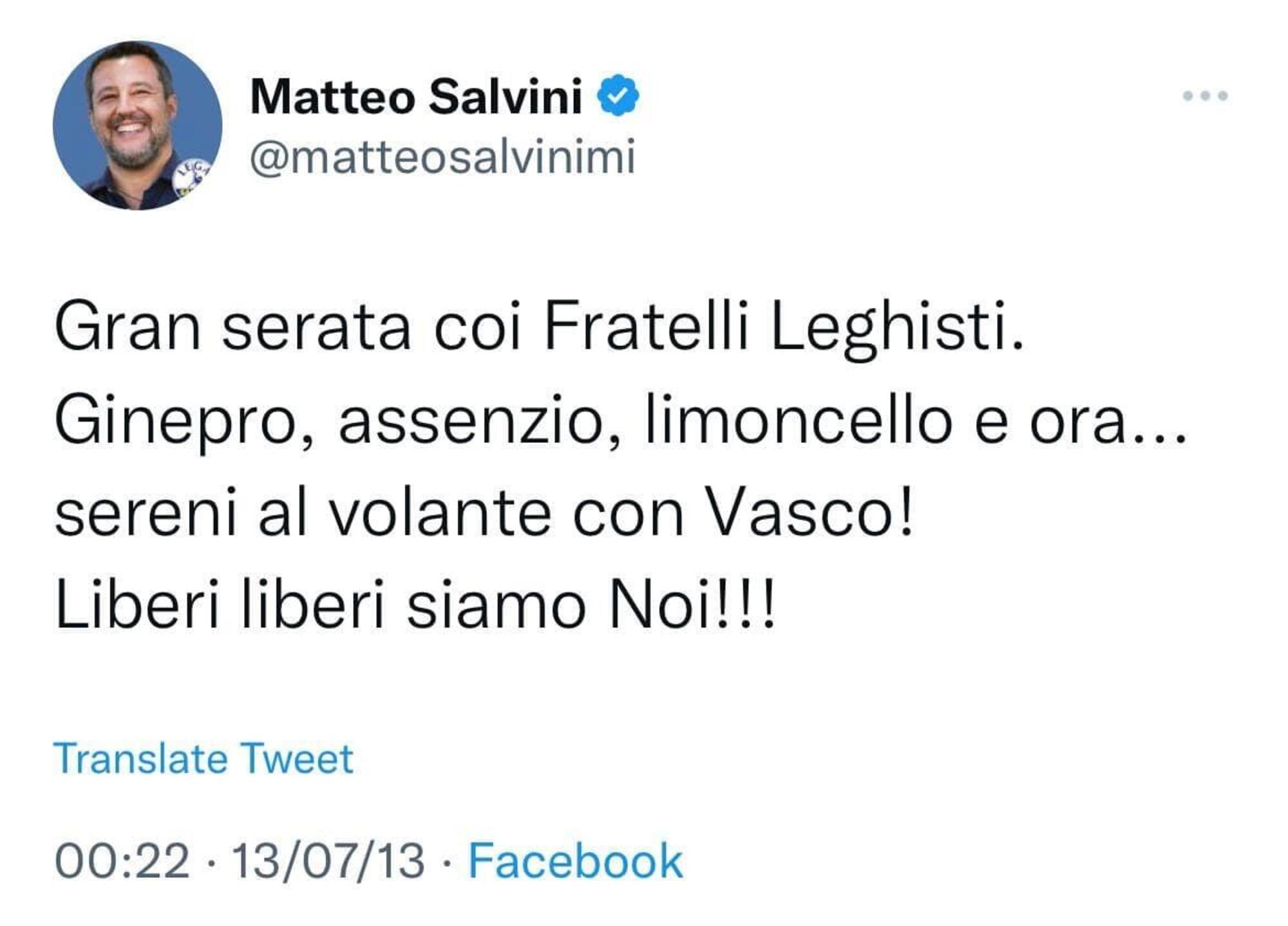 Un famoso post di Matteo Salvini