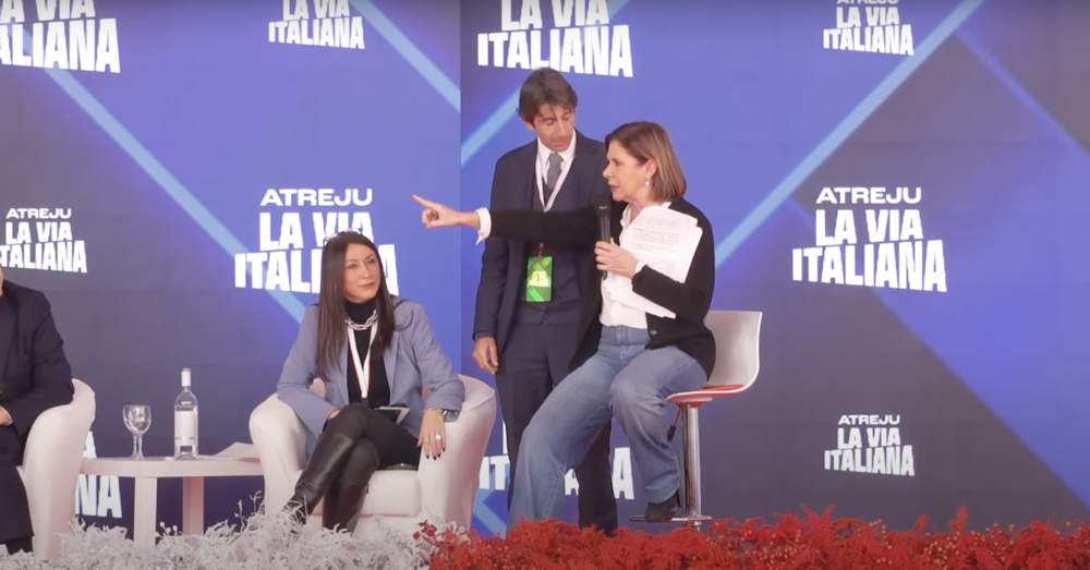 Bianca Berlinguer sbotta ad Atreju 2024 contro il pubblico: &ldquo;Io e Alessandra Majorino ce ne andiamo&rdquo; e interviene nella rissa sulla gpa (utero in affitto) contro Roccella e gli altri ospiti: &ldquo;Ma se io voglio farla che ti frega? Invece Elon Musk&hellip;&rdquo; [VIDEO]