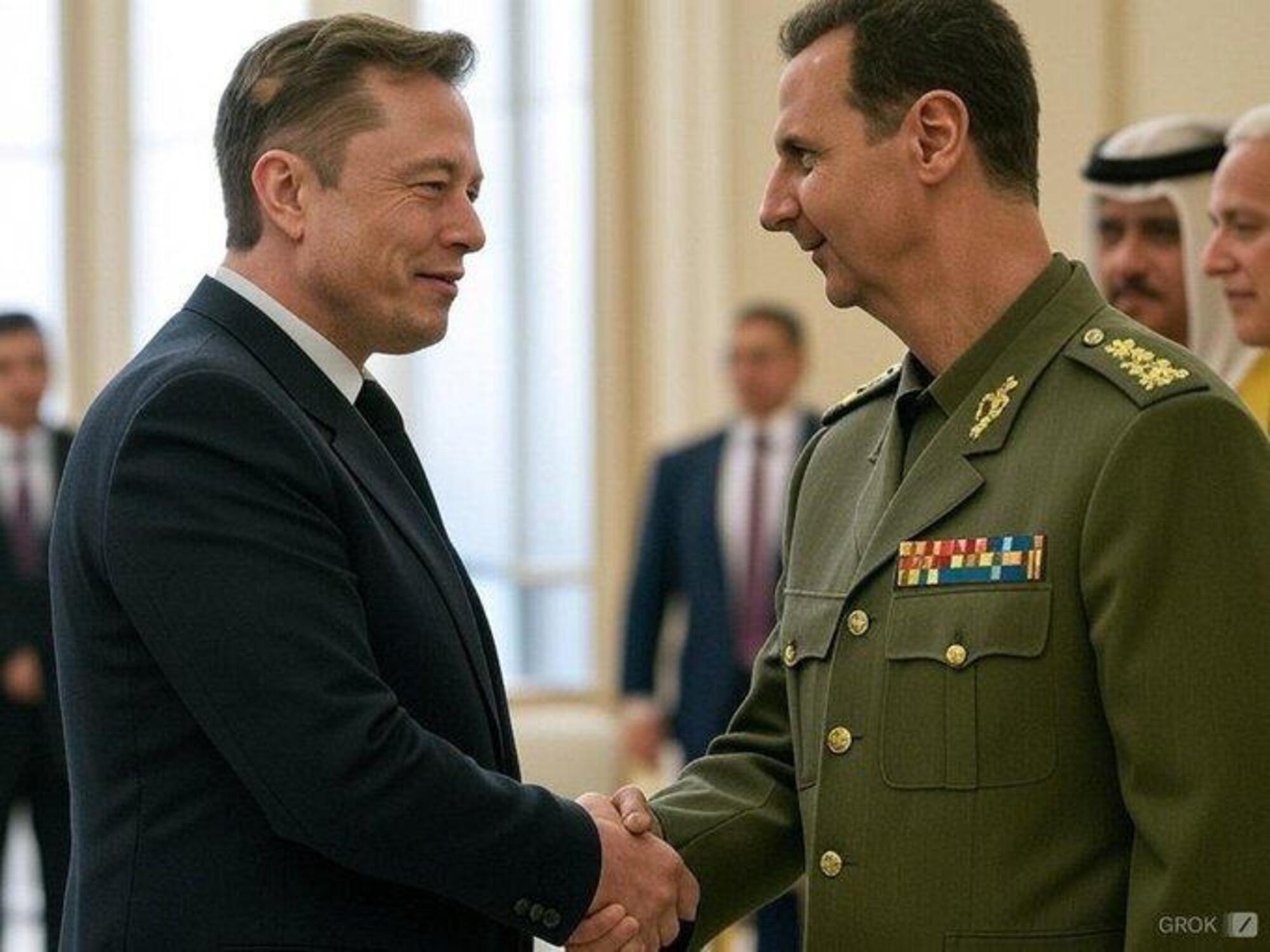 Elon Musk e Bashar Al Assad (fake)