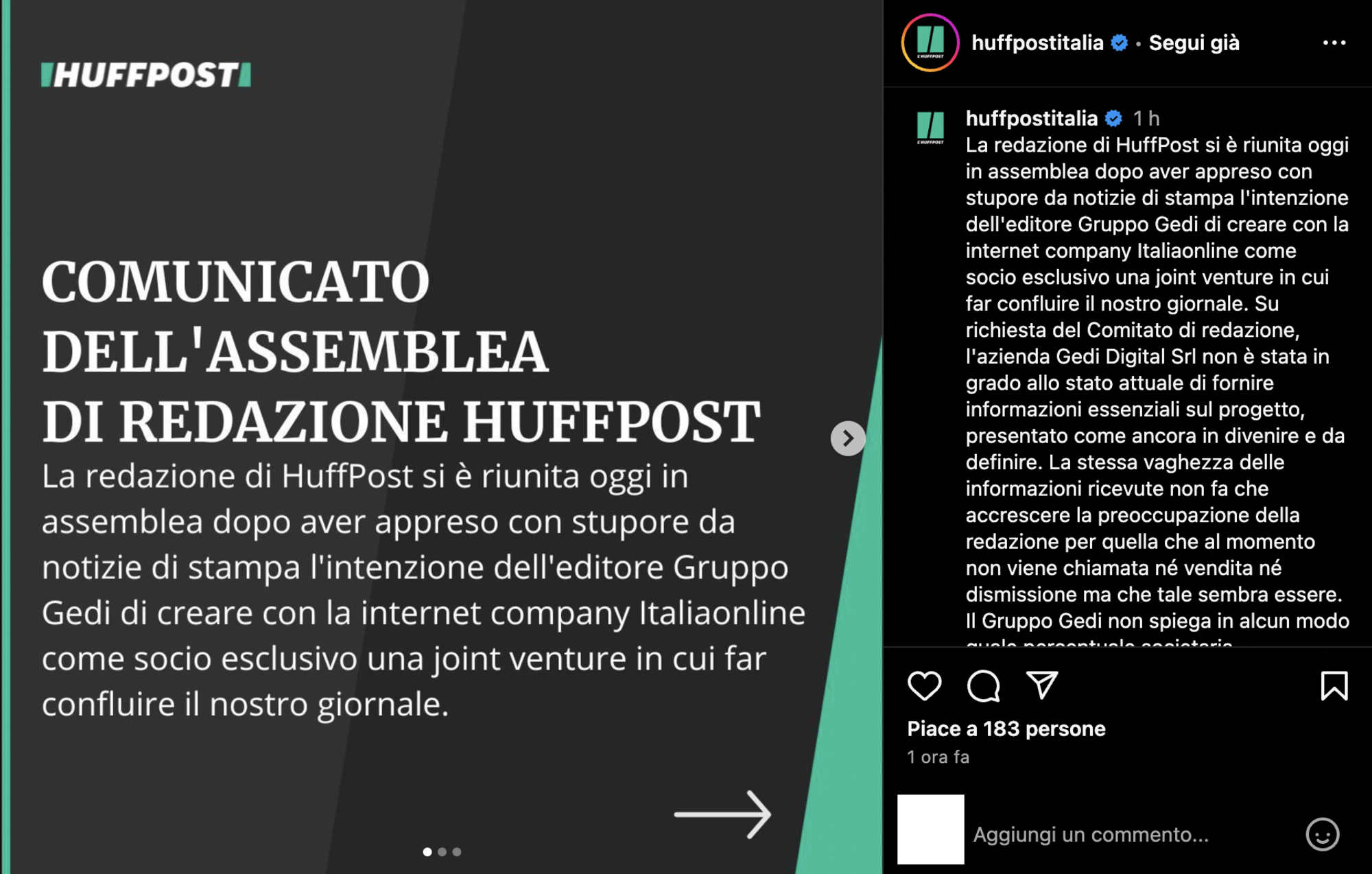 Il post dell&#039;Huffington Post