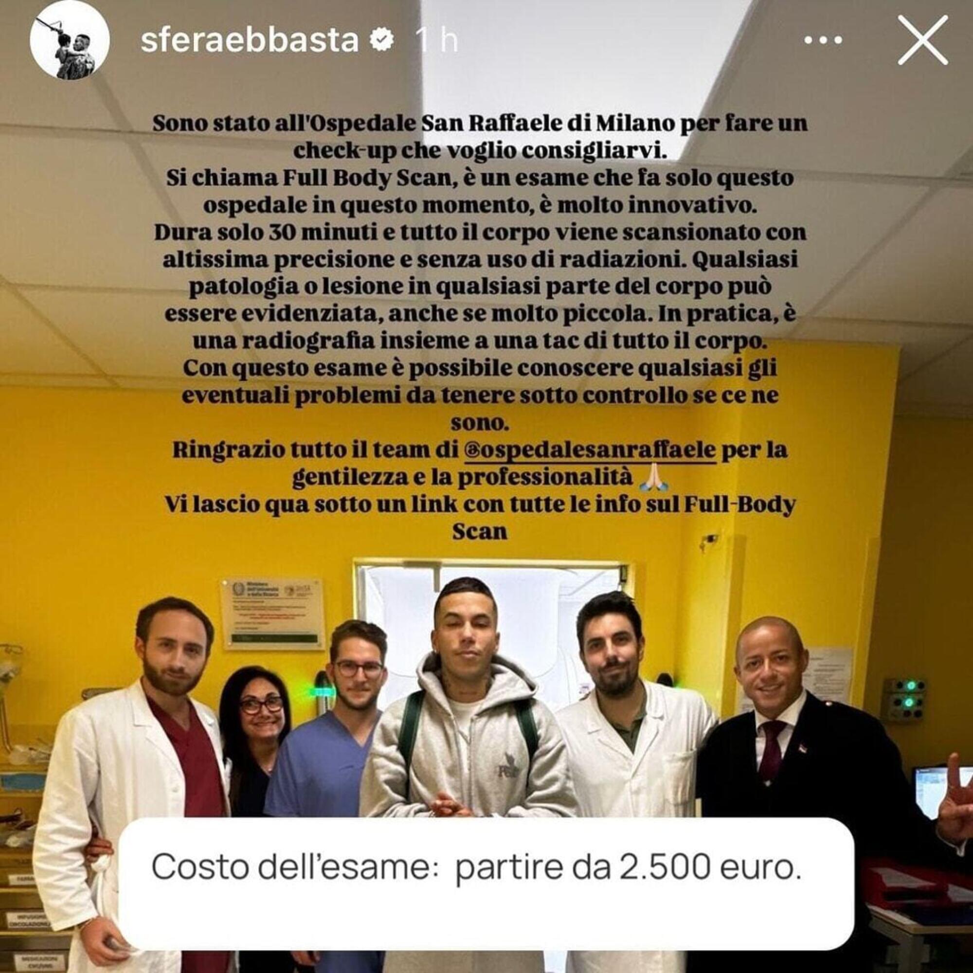 Sfera Ebbasta al San Raffaele