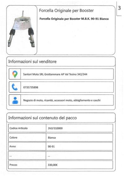 Forcella Originale per Booster Yamaha