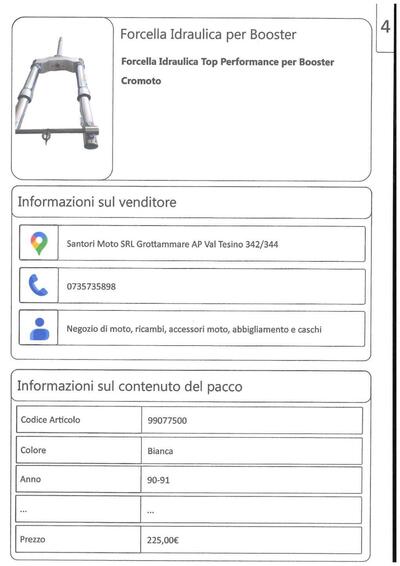 Forcella Idraulica per Booster Yamaha