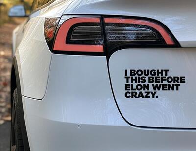 Gli adesivi sulle Tesla che prendono le distanze; l'ho presa prima che...