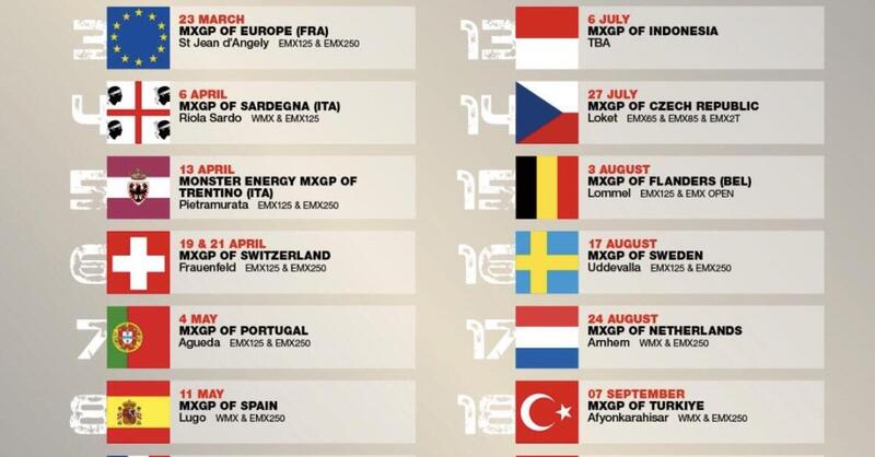 Annunciato il calendario Motocross MXGP 2025: si parte dell&#039;Argentina e si termina in Australia