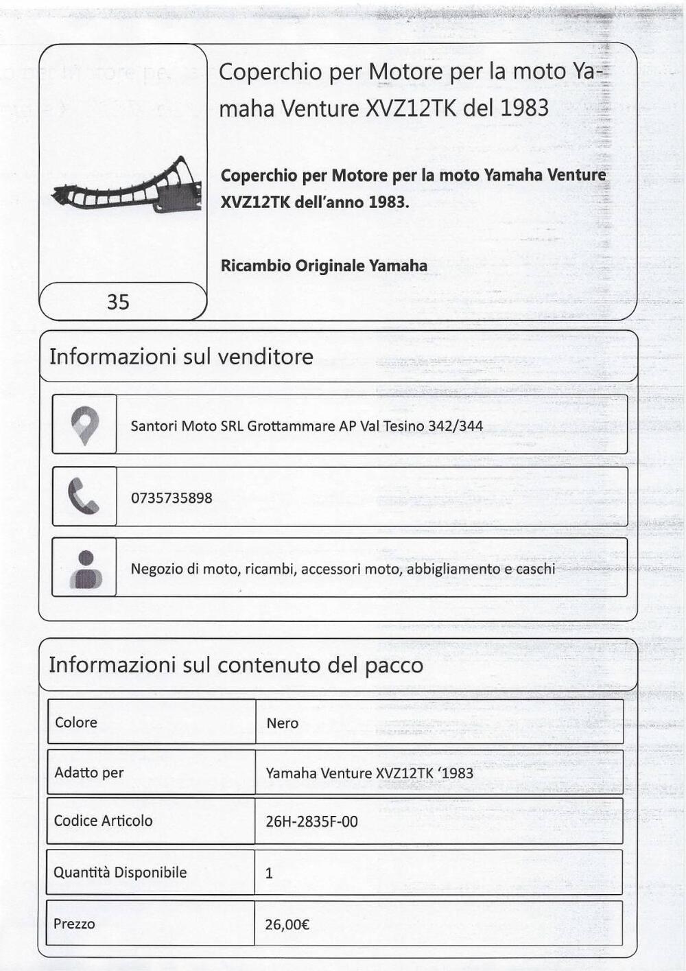 Coperchio per Motore per la moto Yamaha Venture XV (3)