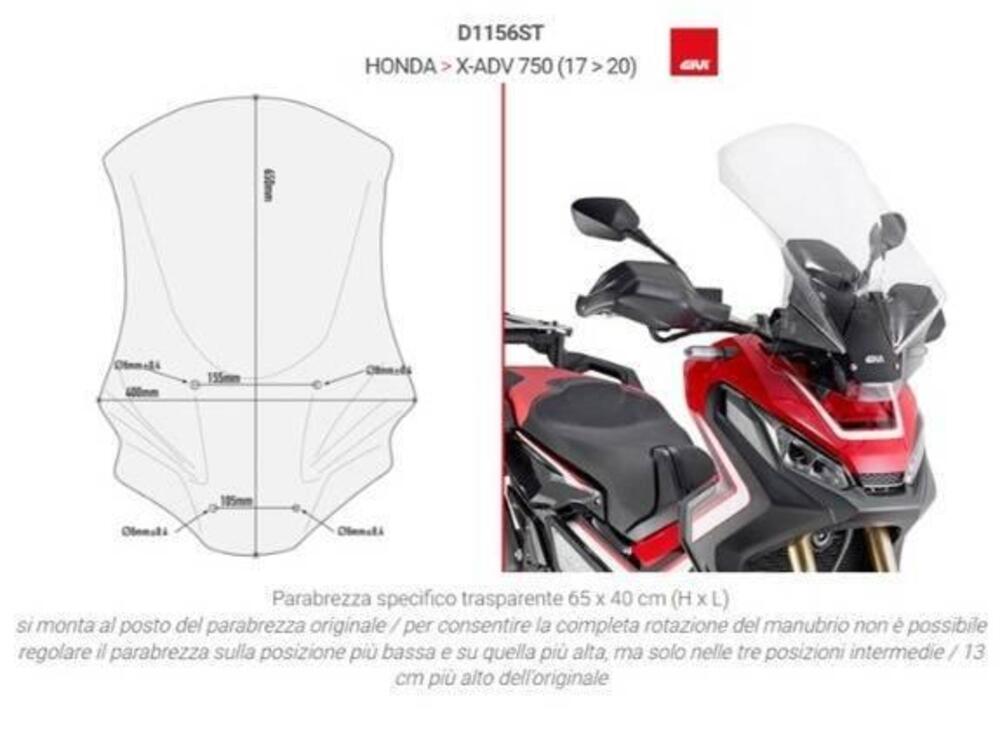 PARABREZZA GIVI PER HONDA X ADV 750 CODICE D1156ST