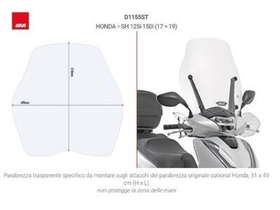 PARABREZZA GIVI PER HONDA SH 125 E 150 CODICE D115