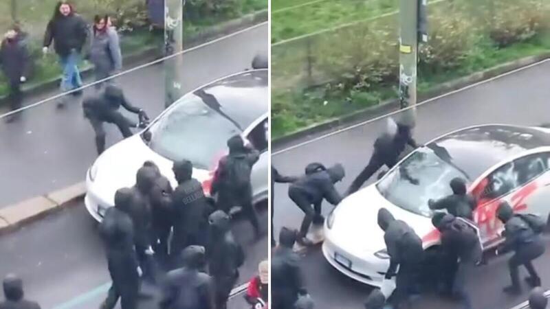 Tesla sotto attacco a Milano, il video dei vandali