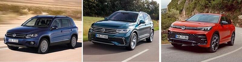 Le 3 generazioni della Volkswagen Tiguan