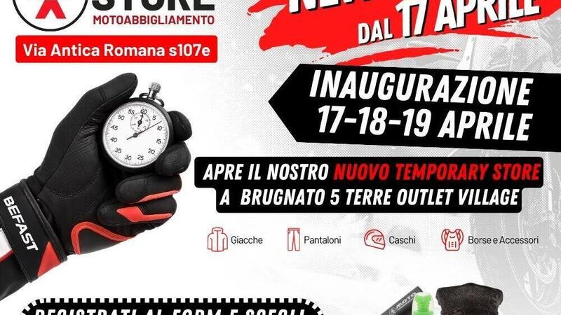 Motoabbigliamento.it apre un negozio temporaneo al Brugnato 5 Terre Outlet Village