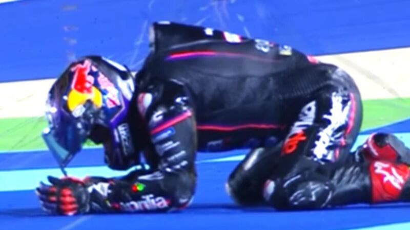 Jorge Martin subito dopo l&#039;incidente e l&#039;investimento subito da Di Giannantonio