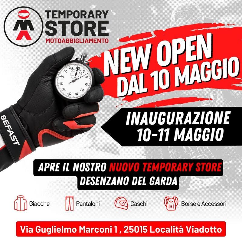 Motoabbigliamento inaugura il nuovo Temporary Store a Desenzano del Garda