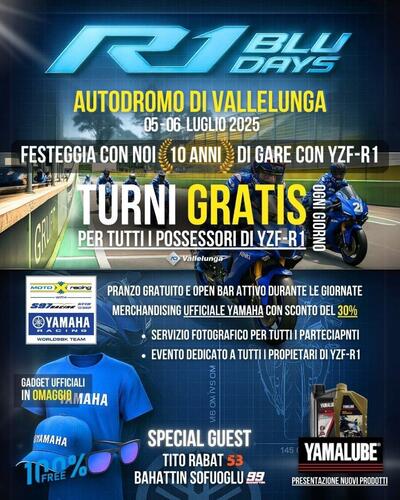 R1 Blu Days: il 5 e 6 luglio a Vallelunga MotoXRacing celebra 10 anni di attivit&agrave; con la Yamaha R1