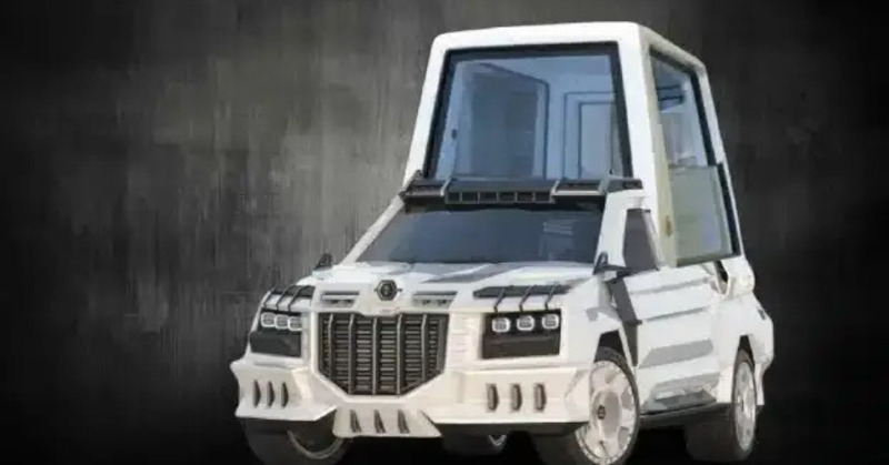 La nuova (orrenda) Papamobile di DARTZ per il pontefice americano &egrave; made in USA e anti drone... 