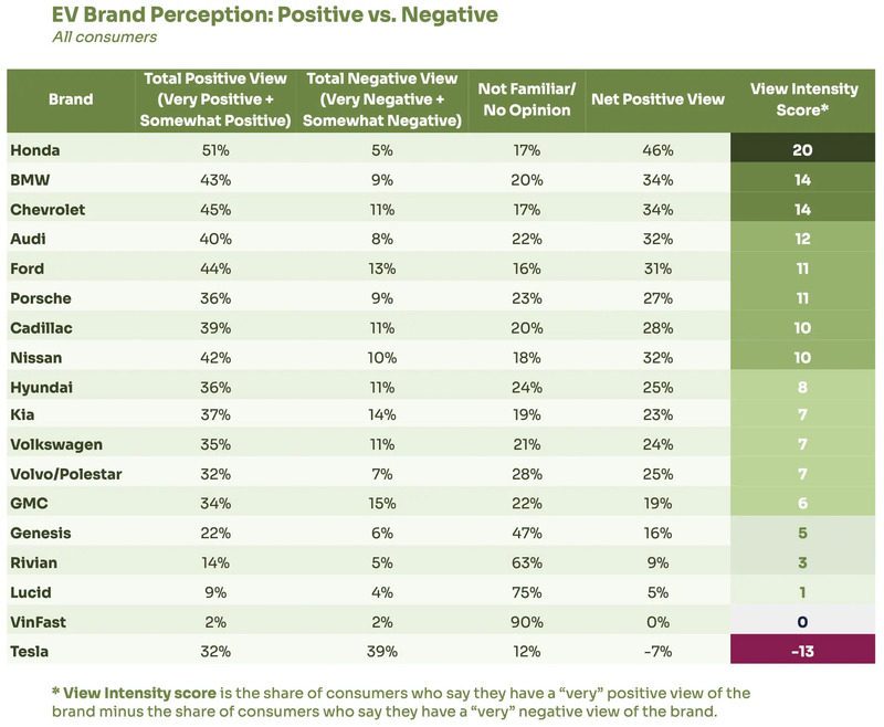Percezione dei brand elettrici: positivi VS negativi