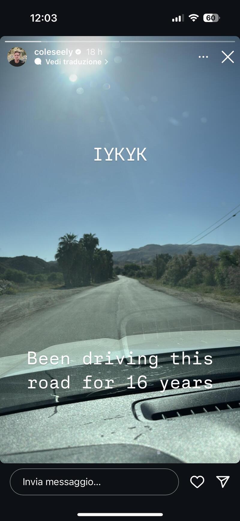 Questa &egrave; la instagram stories di Cole Seeley a Temescal Valley