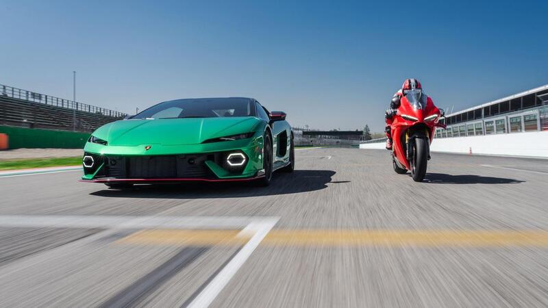 Lamborghini Temerario vs Ducati Panigale V4: sulla linea finale succede l&#039;imprevisto