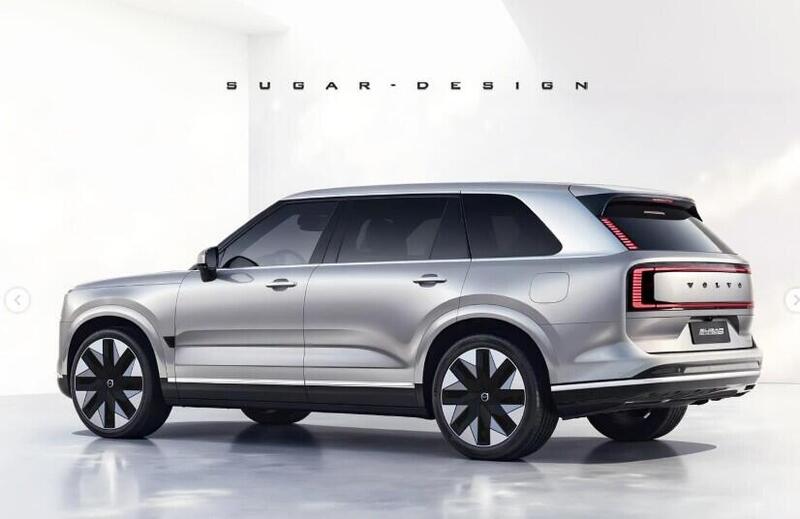 Il render della Volvo EX100, grande suv a sei posti