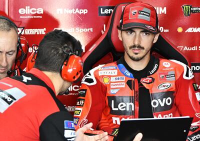 MotoGP 2025. GP di Spagna ad Aragon. Pecco Bagnaia: Marc Marquez guida la GP25 sottosterzando, a me non riesce. Forcella nuova? Differenza quasi nulla