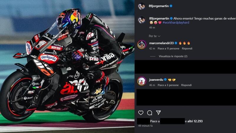 MotoGP 2025. Jorge Martin posta una foto dell&#039;Aprilia MotoGP: &quot;Seriamente, ho tanta voglia di tornare!&quot;