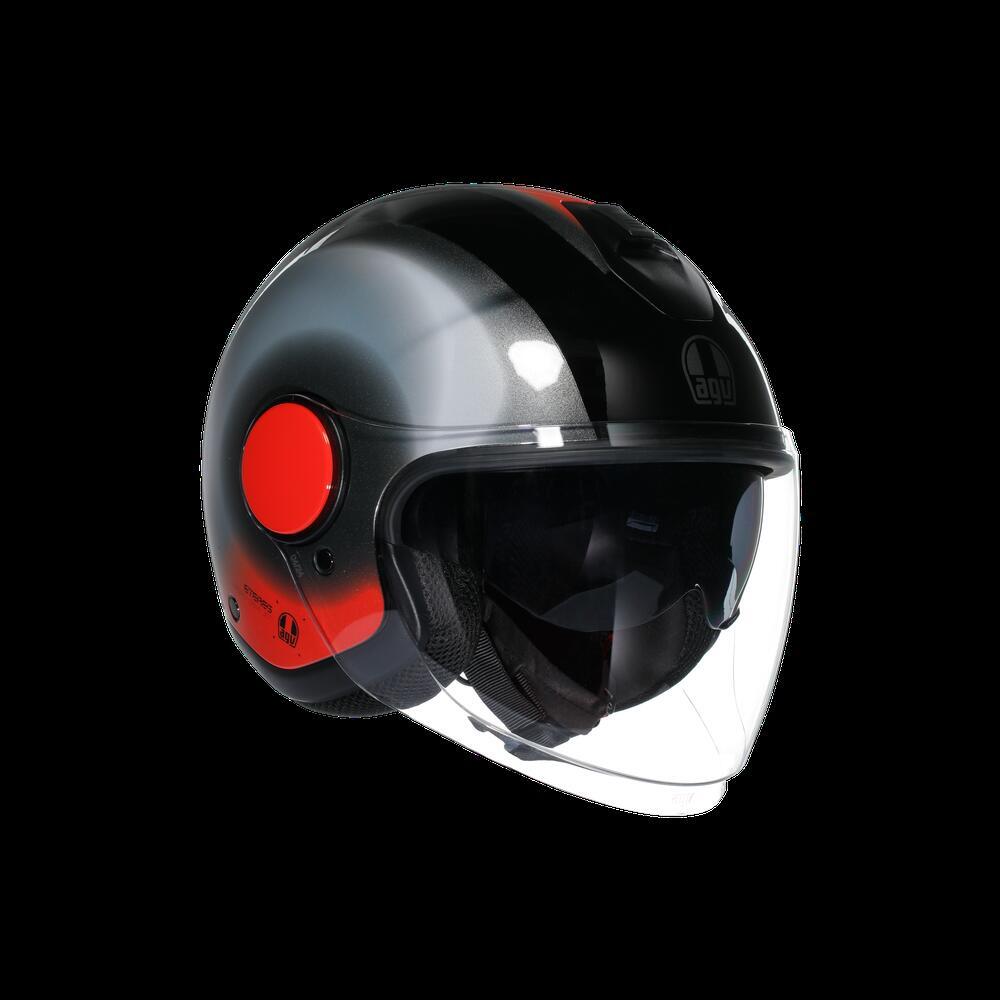 casco jet AGV ETERES Levanto nero argento rosso