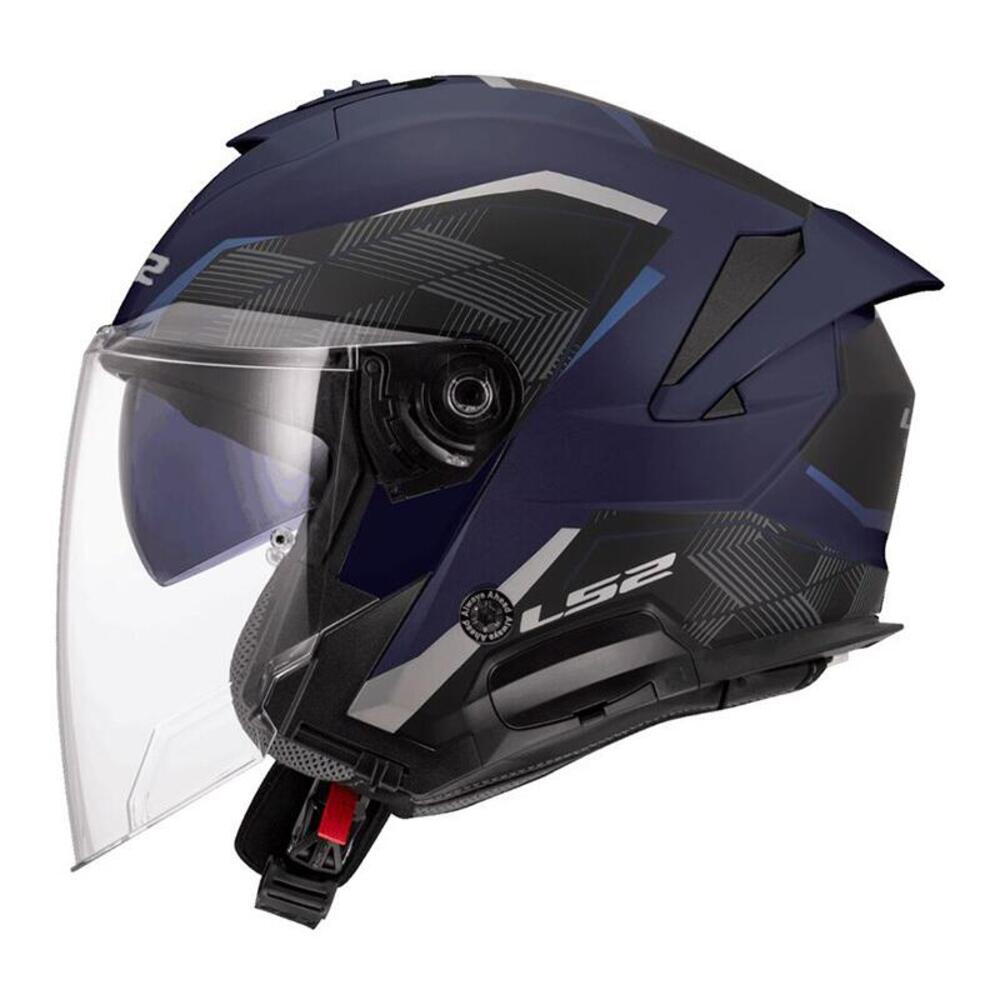 casco jet LS2 Verso 2 Air blu opaco