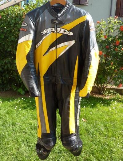 Tuta in pelle da moto, divisibile, marca "SPIDI"